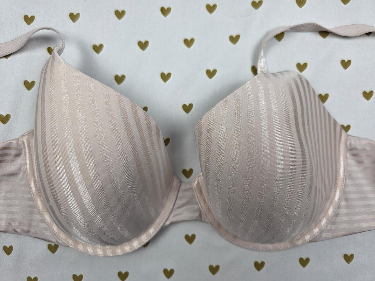 Victorias Secret Satin Striped T Shirt Lightly Lined Demi Bra 38B