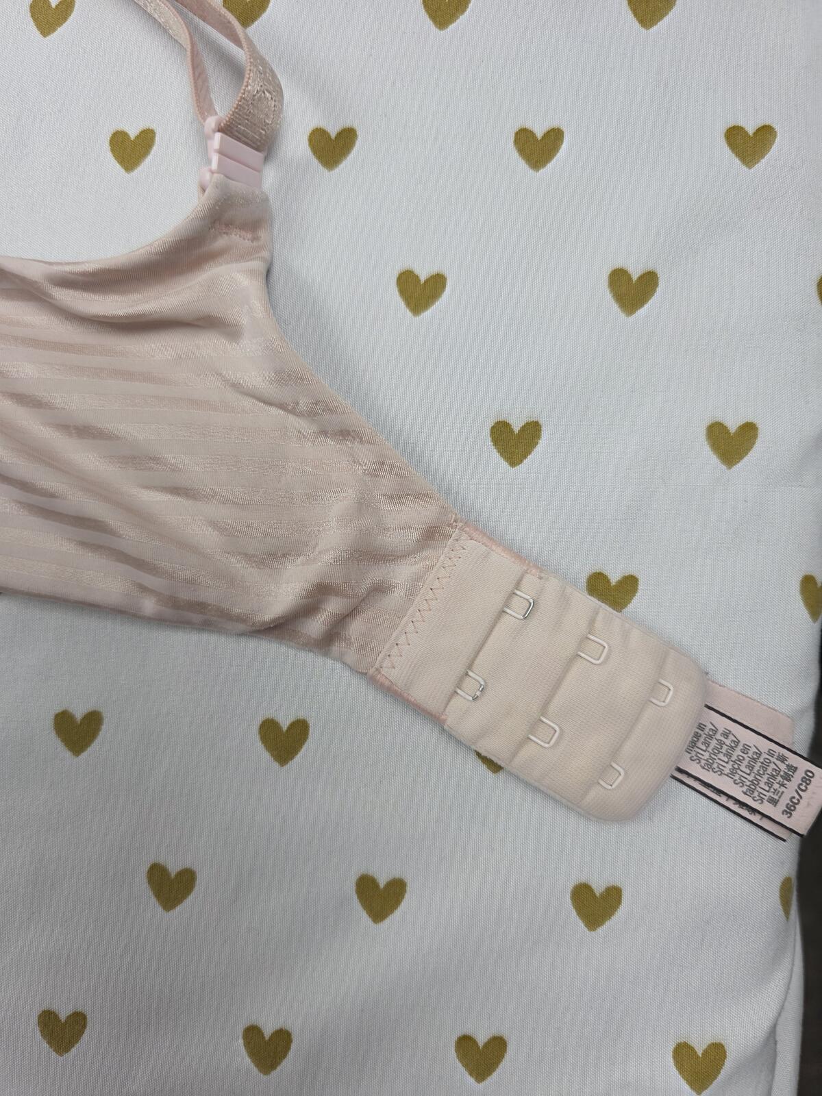 Victorias Secret Satin Stripe T Shirt Lightly LIned Bra Demi Balconette 36C