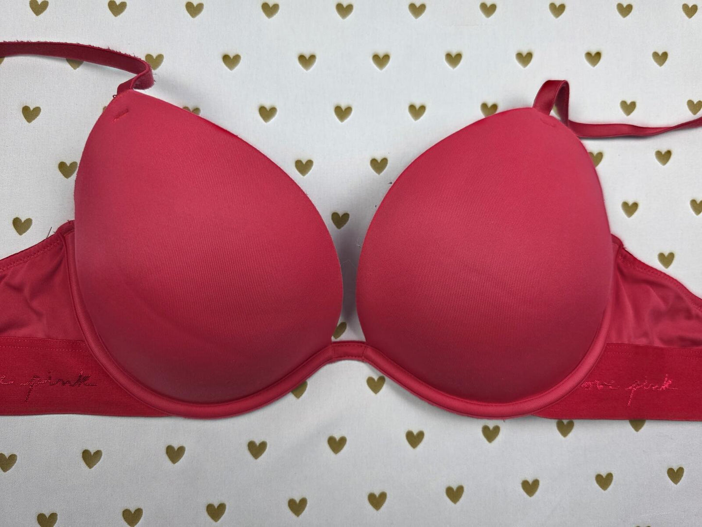 Victorias Secret red PINK SUPER PUSH UP Wear Everywhere Bra 32D