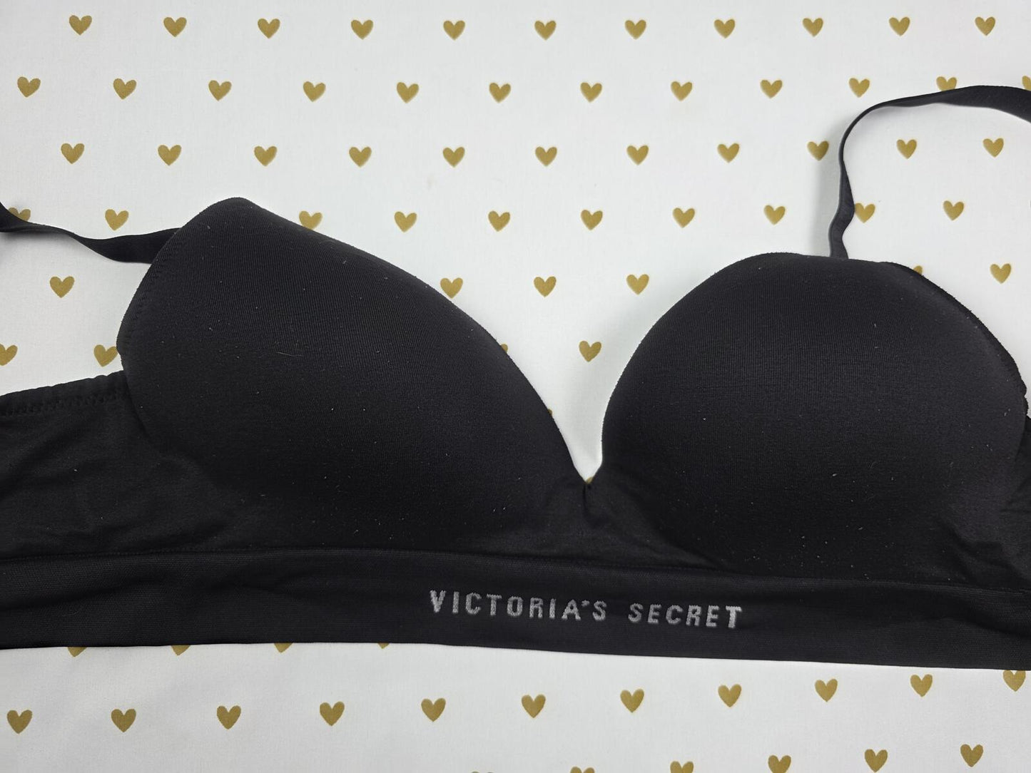 Victorias Secret Black Wireless No Wire Bralette XL Logo Tank Top Bra Top
