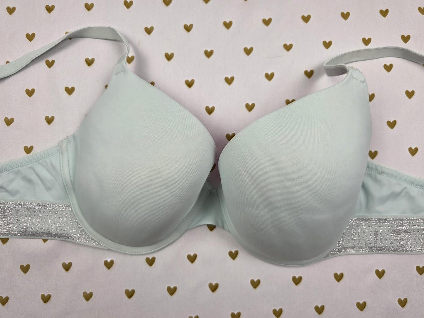 Victorias Secret PINK Mint Shimmer Strap 36D wear everywhere Push Up Bra