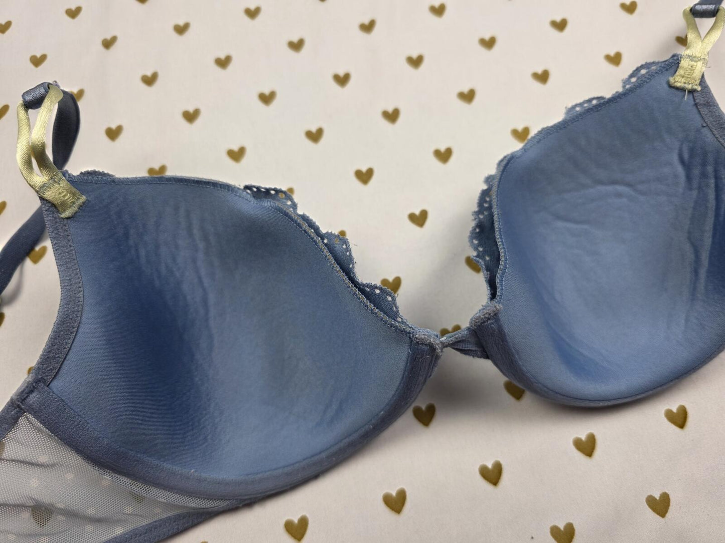 Victorias Secret Blue Lace Demi Balconette Bra 34C