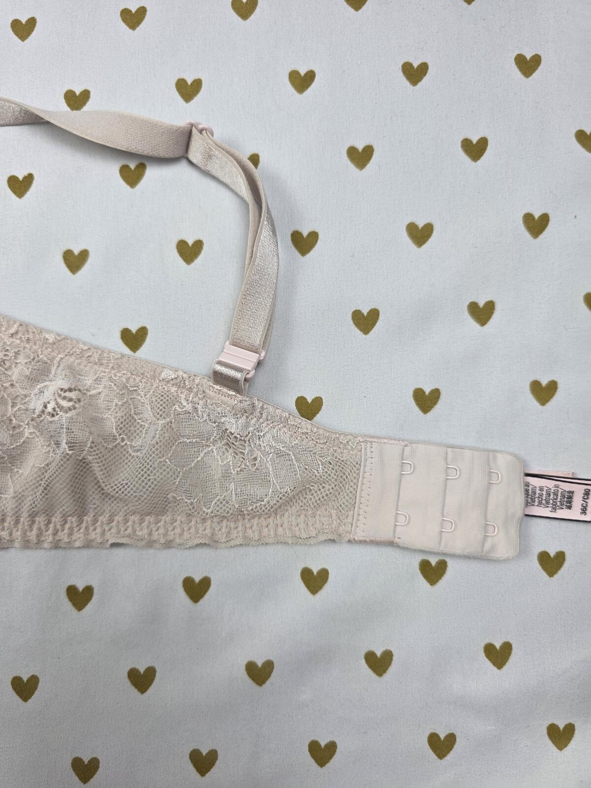 Victorias Secret T Shirt Lightly Lined Demi Balconette Satin Lace Bra 36C