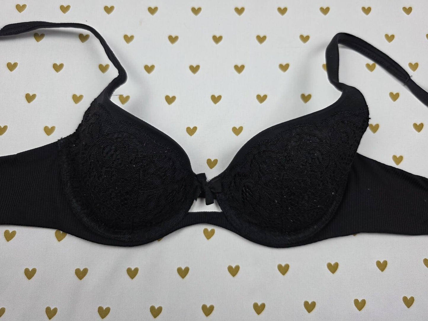 Victoria's Secret Black Body By Victoria LIned Demi Balconette Bra 32B
