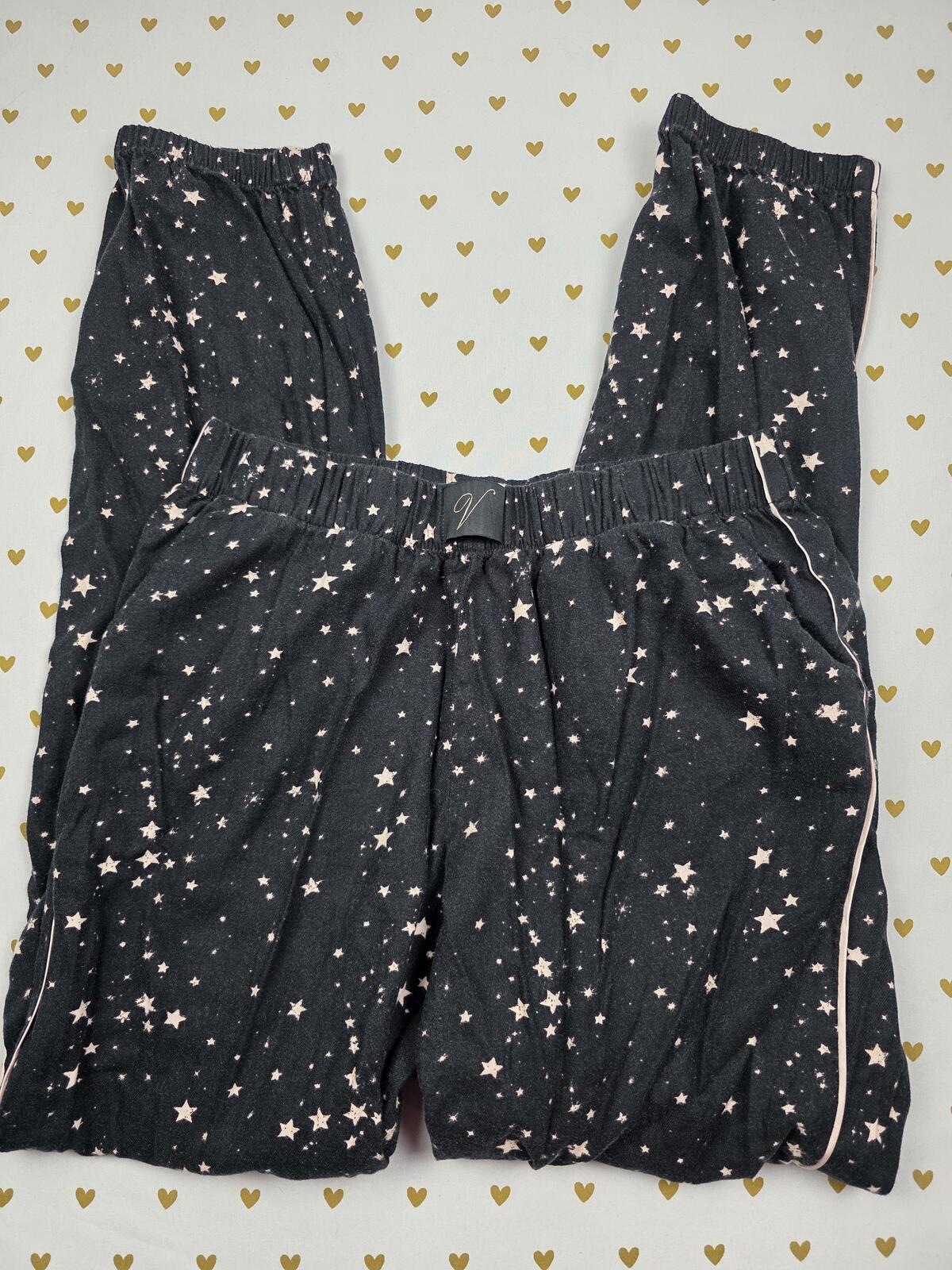 Victorias Secret Black Tapered Stars Pajama Pants Sleep Bottoms XS