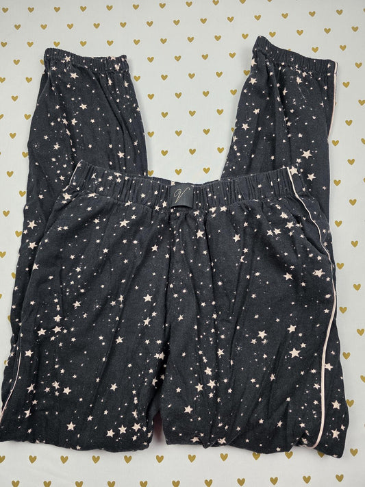 Victorias Secret Black Tapered Stars Pajama Pants Sleep Bottoms XS