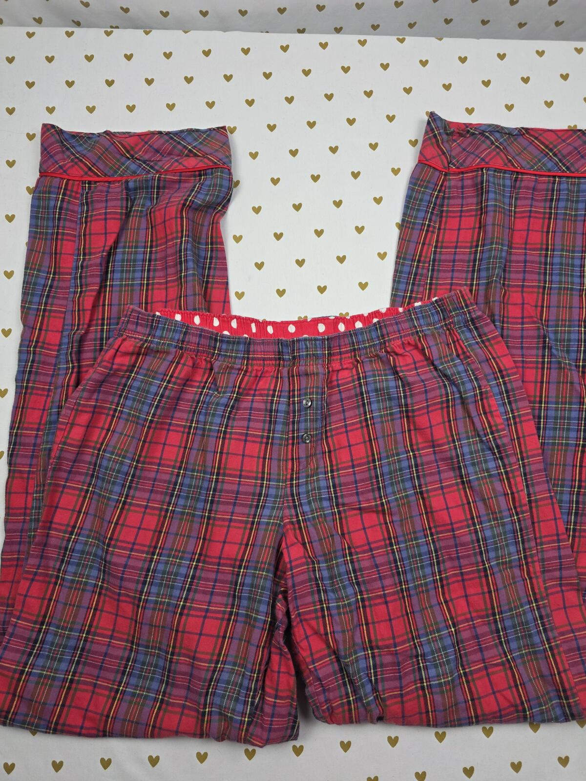 Victorias Secret Plaid Polka Dot Pajama Pants Sleep Bottoms XS