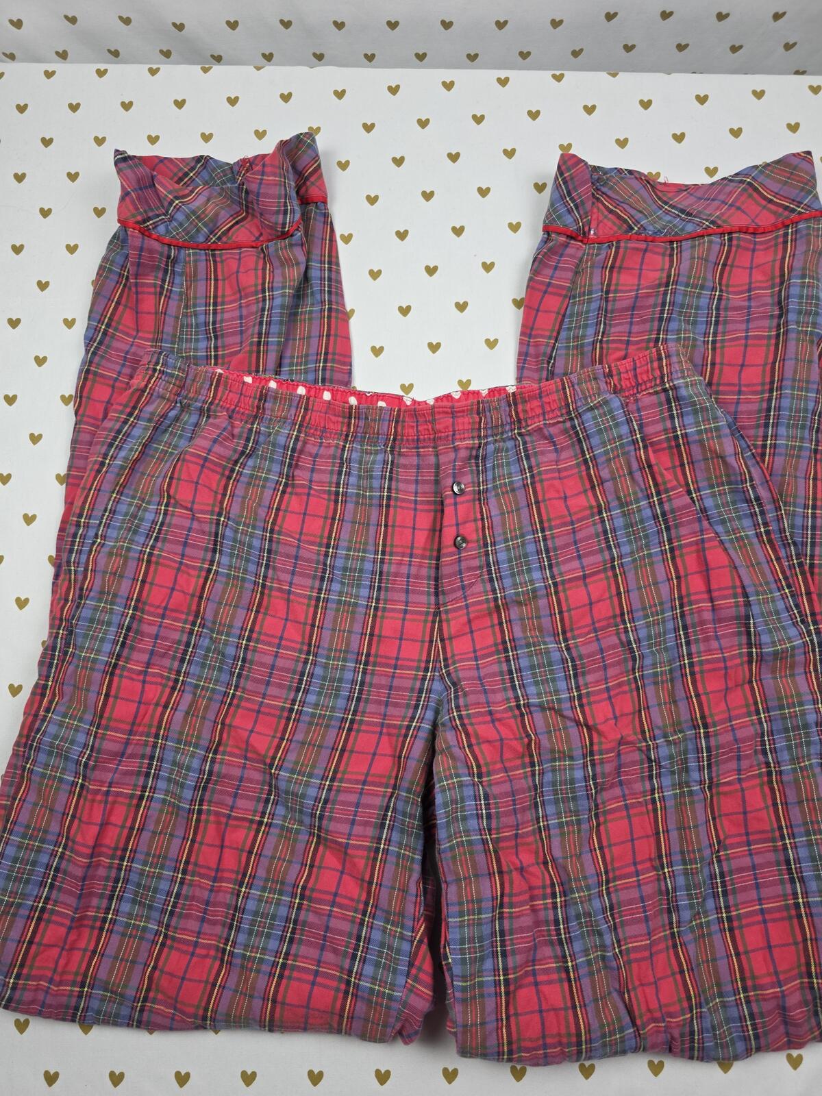 Victorias Secret Plaid Polka Dot Pajama Pants Sleep Bottoms Medium Long