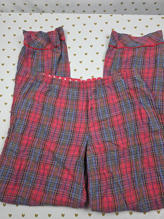 Victorias Secret Plaid Polka Dot Pajama Pants Sleep Bottoms Medium Long