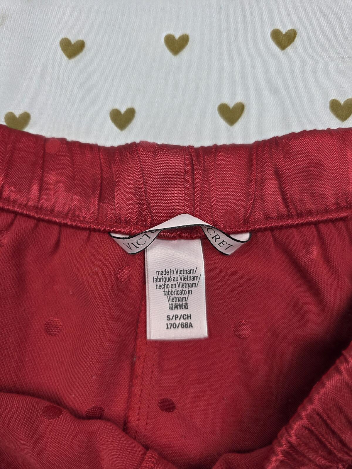 Victorias Secret Red Satin  Polka Dot Small Sleep Shorts Boxers Pajama Bottoms
