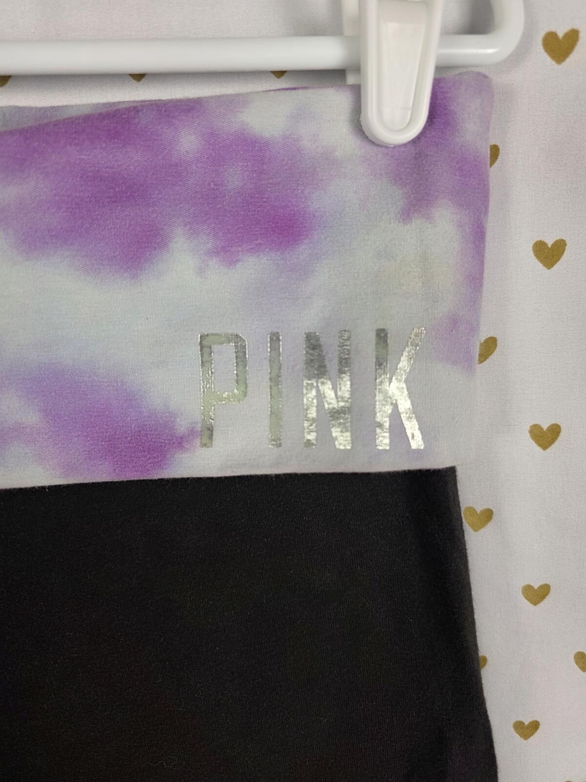 Victorias Secret PINK Vintage Capri FOLDOVER Yoga Pants Tye Dye MEDIUM