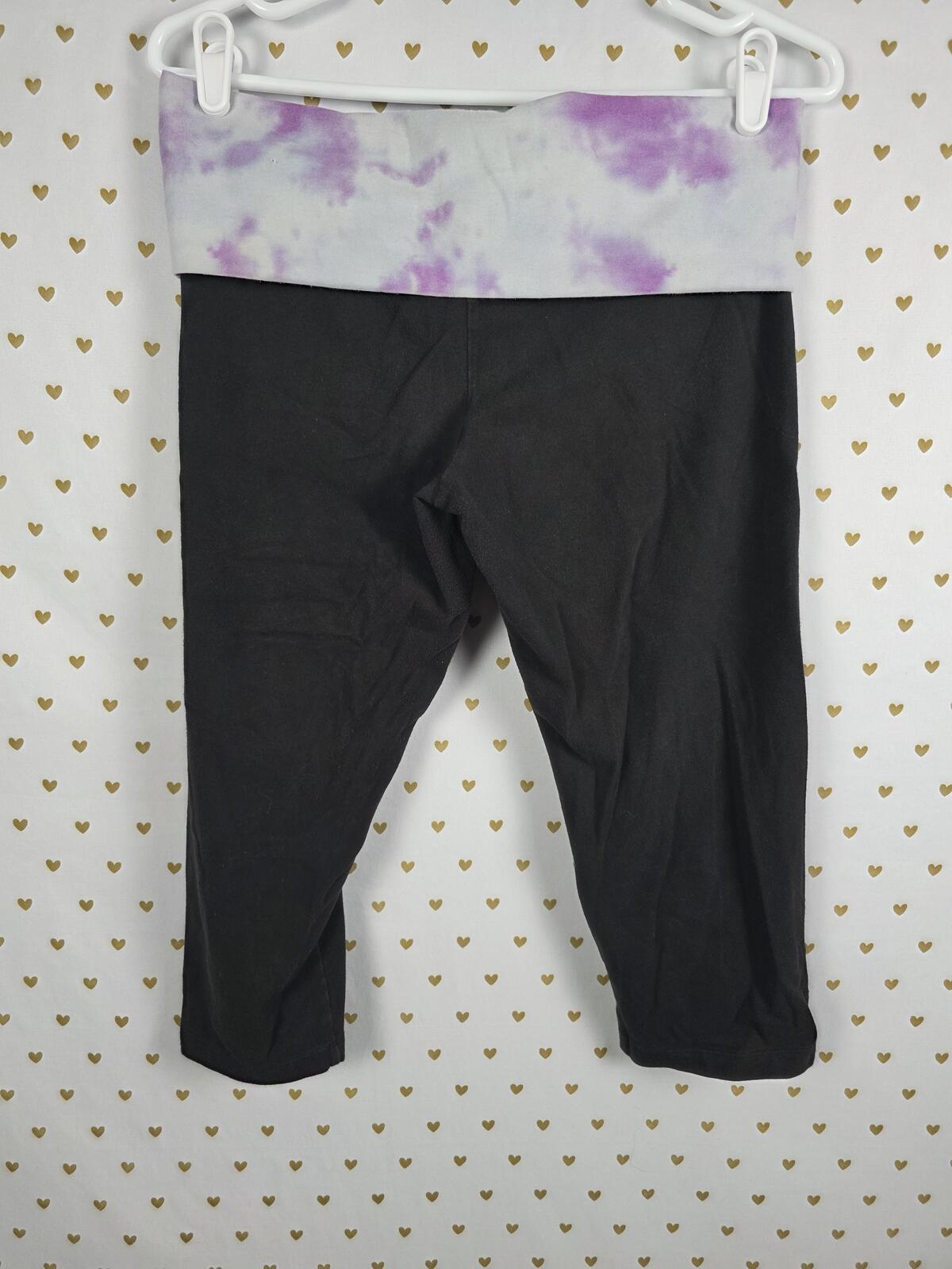 Victorias Secret PINK Vintage Capri FOLDOVER Yoga Pants Tye Dye MEDIUM