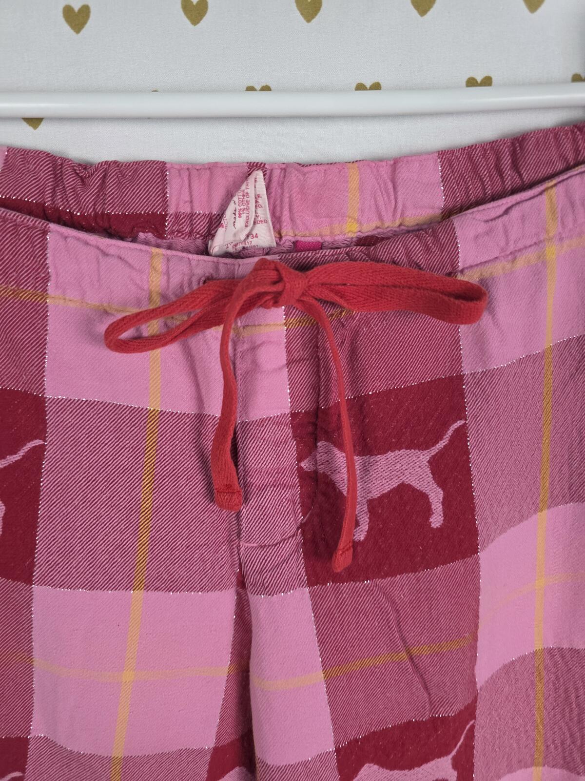 Victorias Secret PINK Vintage Flannel Dog Logo Y2k Sleep Pants Pajama Bottoms M