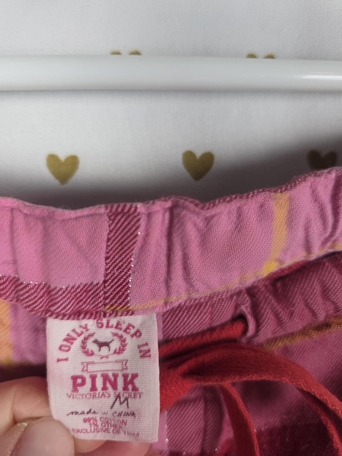 Victorias Secret PINK Vintage Flannel Dog Logo Y2k Sleep Pants Pajama Bottoms M