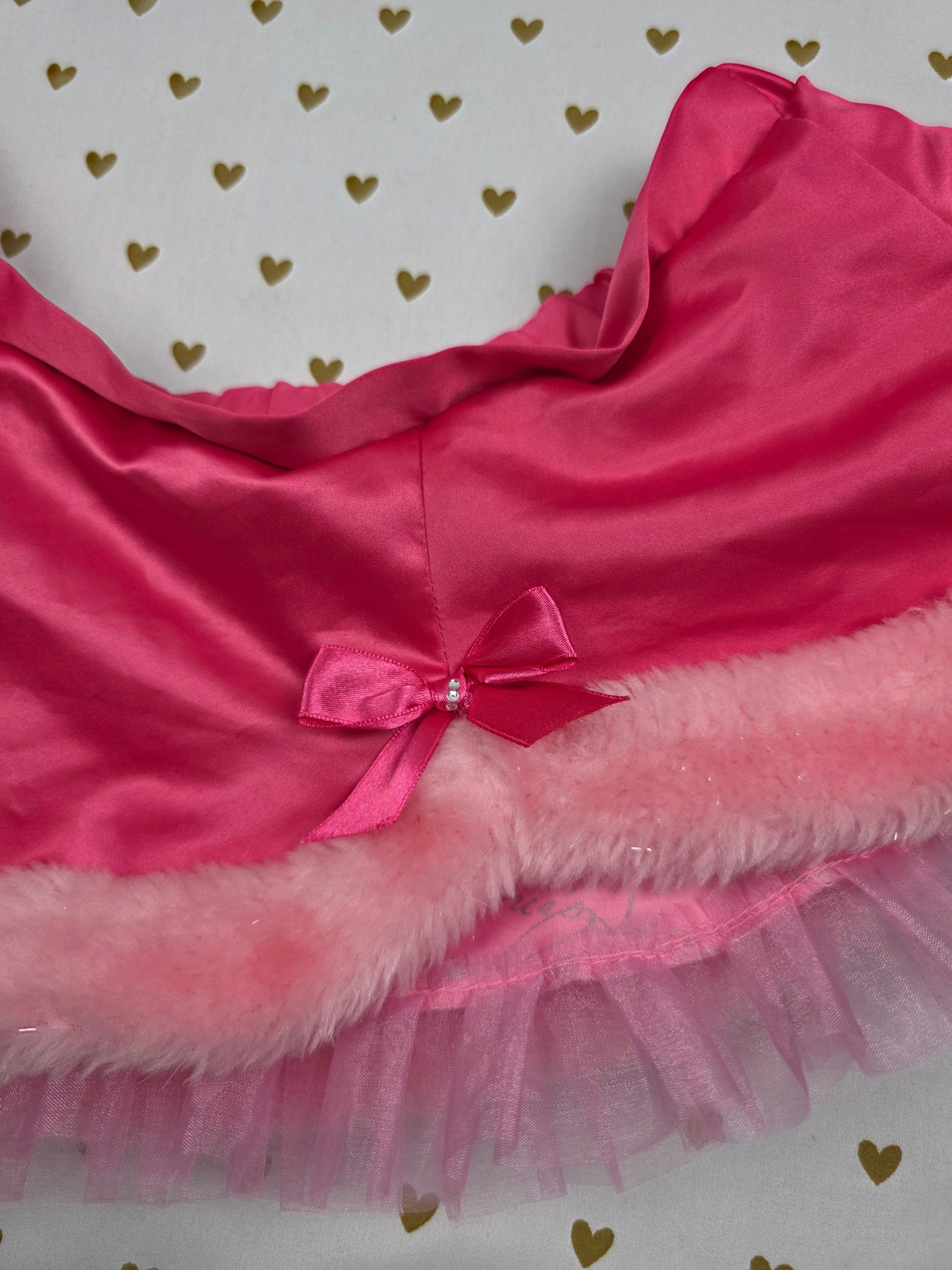 SEXY LITTLE THINGS Pink Satin Fur Tulle Mini Skirt Vintage '07