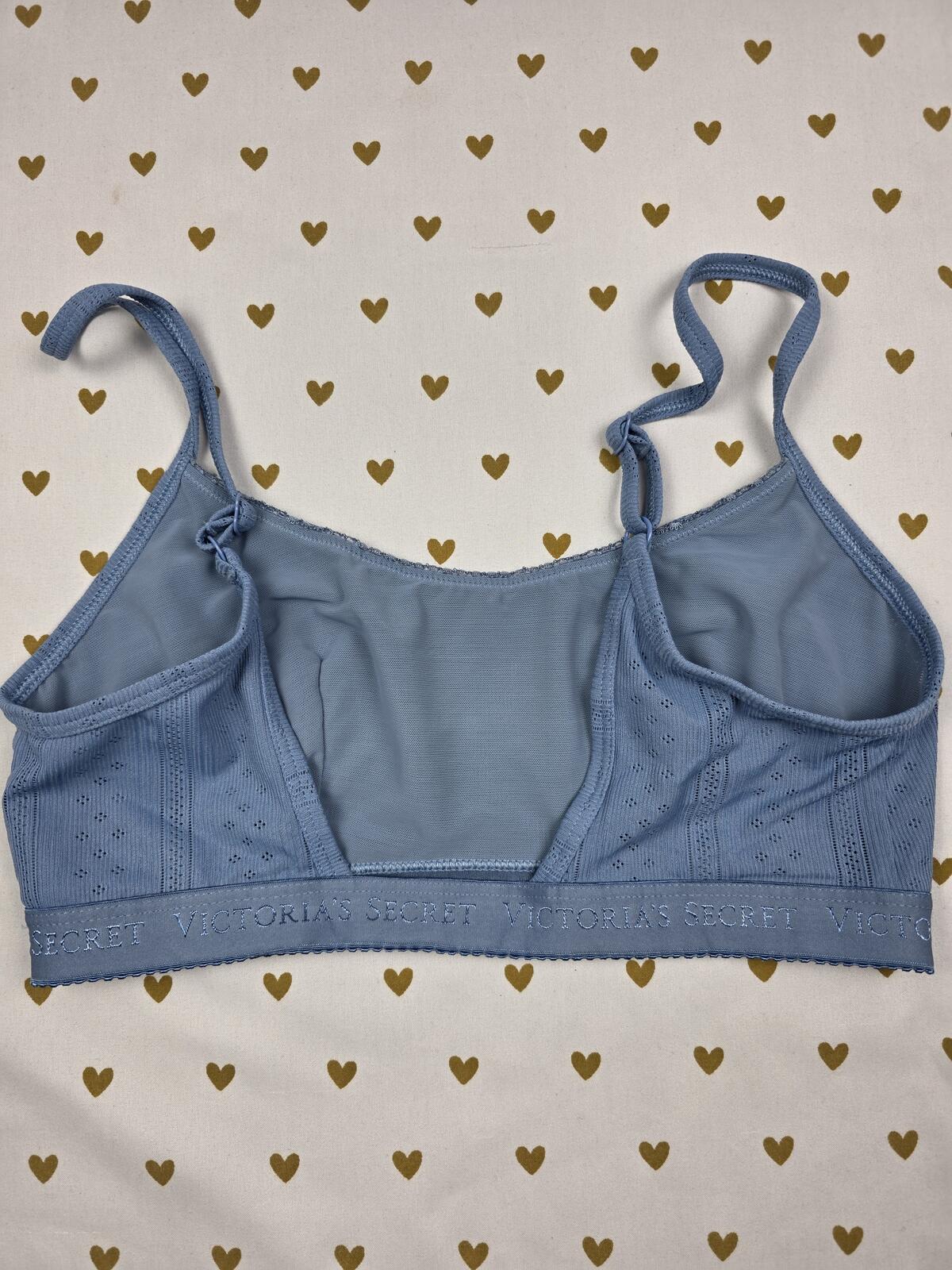 Victorias Secret Blue Comfy Logo Band Bralette Bra Top Tank SMALL