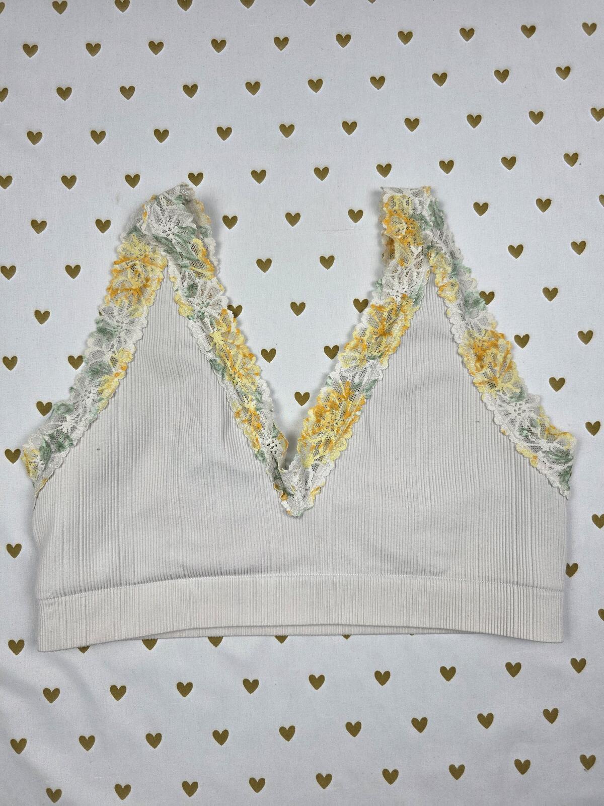 Victorias Secret Pink Textured Floral Lace XL Bralette Bra Top Tank