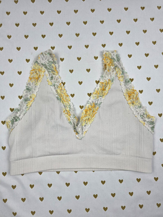 Victorias Secret Pink Textured Floral Lace XL Bralette Bra Top Tank