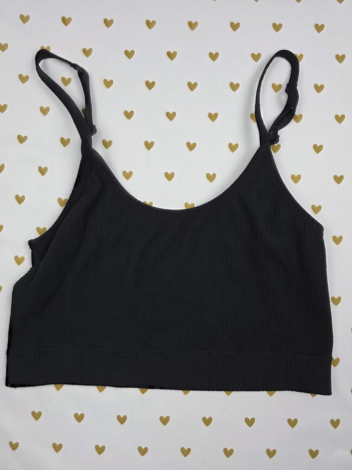 Victorias Secret Pink Seamless black Comfy MEDIUM Bralette Bra Top Tank