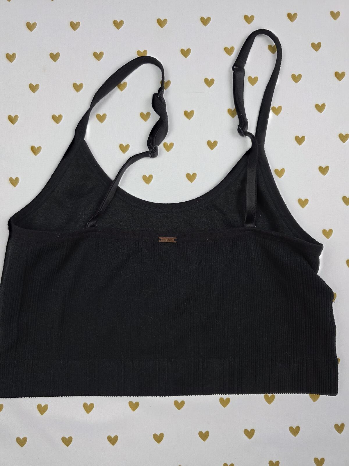 Victorias Secret Pink Seamless black Comfy MEDIUM Bralette Bra Top Tank