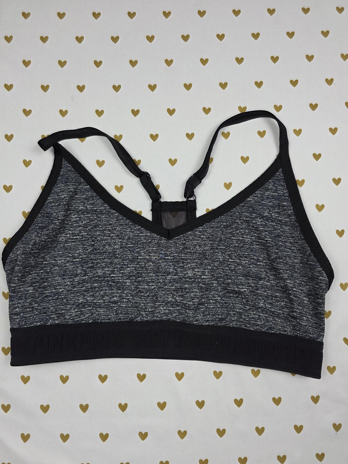 Victorias Secret Pink Bralette Bra Top Tank Active Grey LARGE Sports Bra