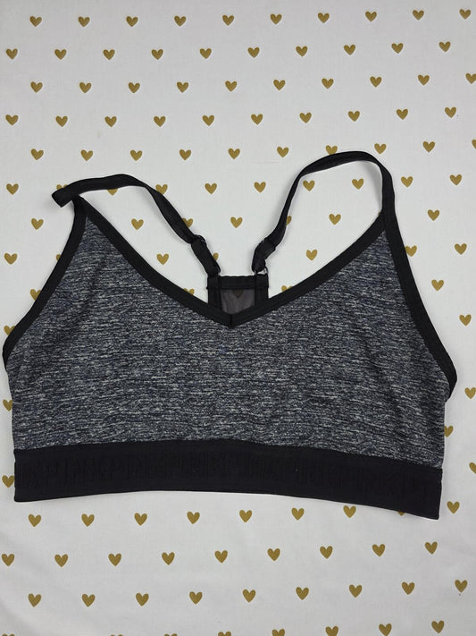 Victorias Secret Pink Bralette Bra Top Tank Active Grey LARGE Sports Bra