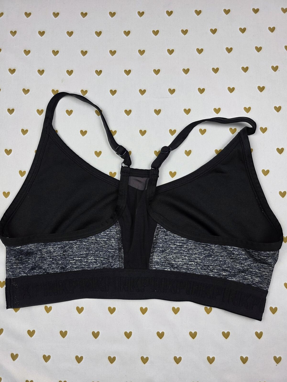 Victorias Secret Pink Bralette Bra Top Tank Active Grey LARGE Sports Bra