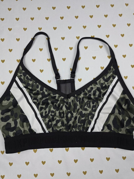 Victorias Secret Pink Sports Bra Leopard Spot Large Bralette Bra Top Tank