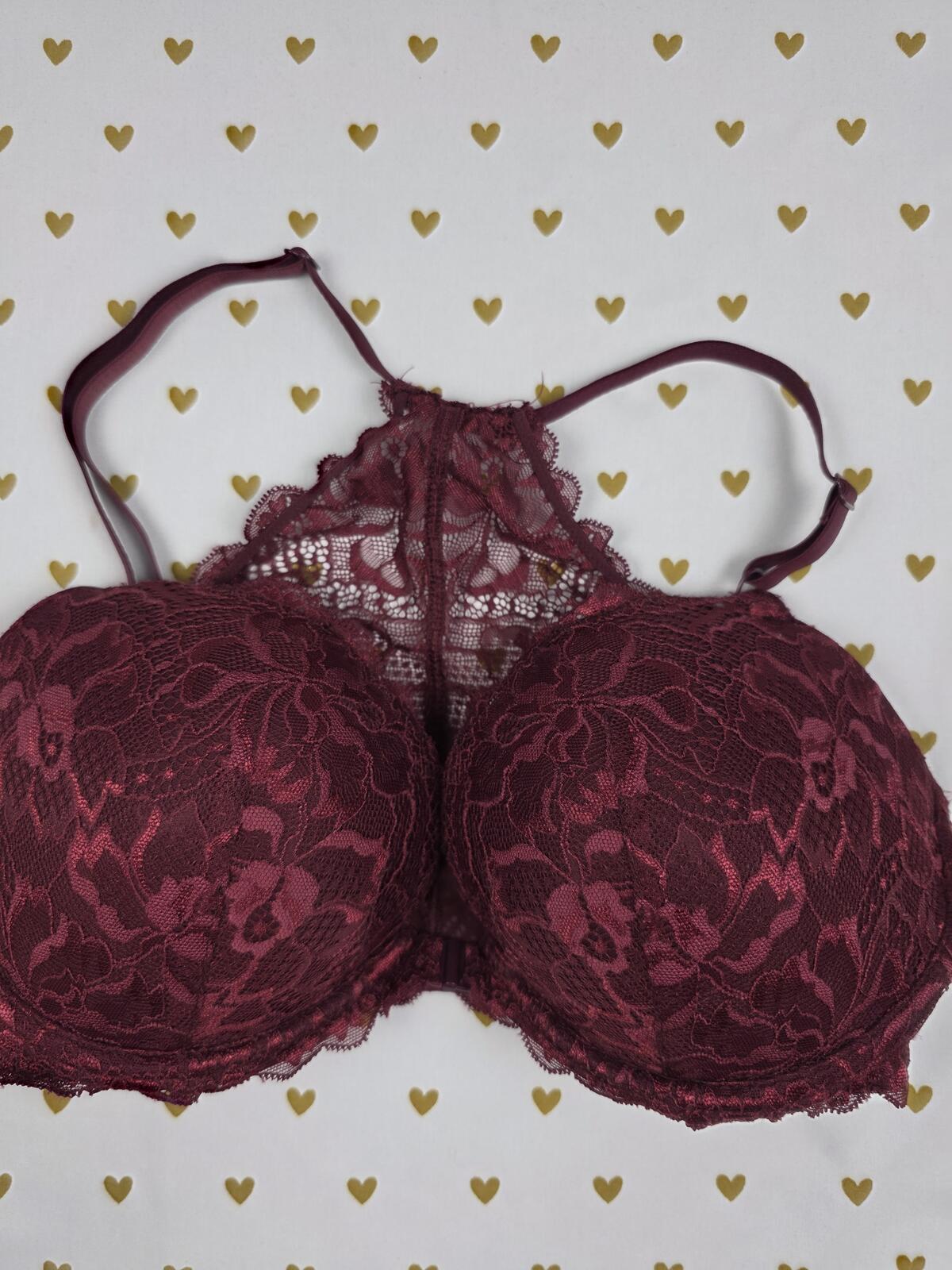 Victorias Secret PINK Lace racerback Front Close 34DD Push Up bra