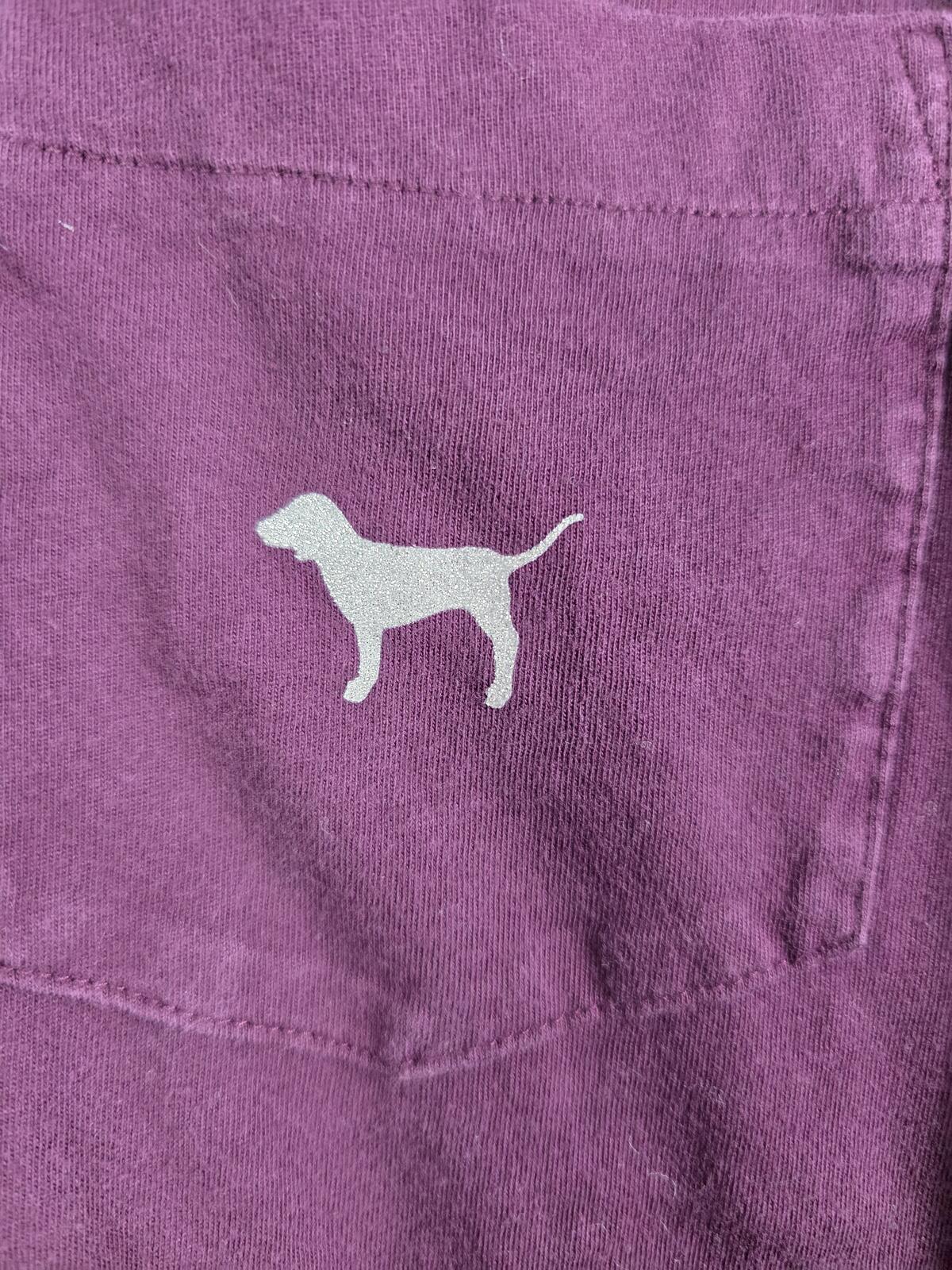 Victorias Secret PINK Campus Pocket BLING Sequined Maroon Tee Shirt DOG SMALL