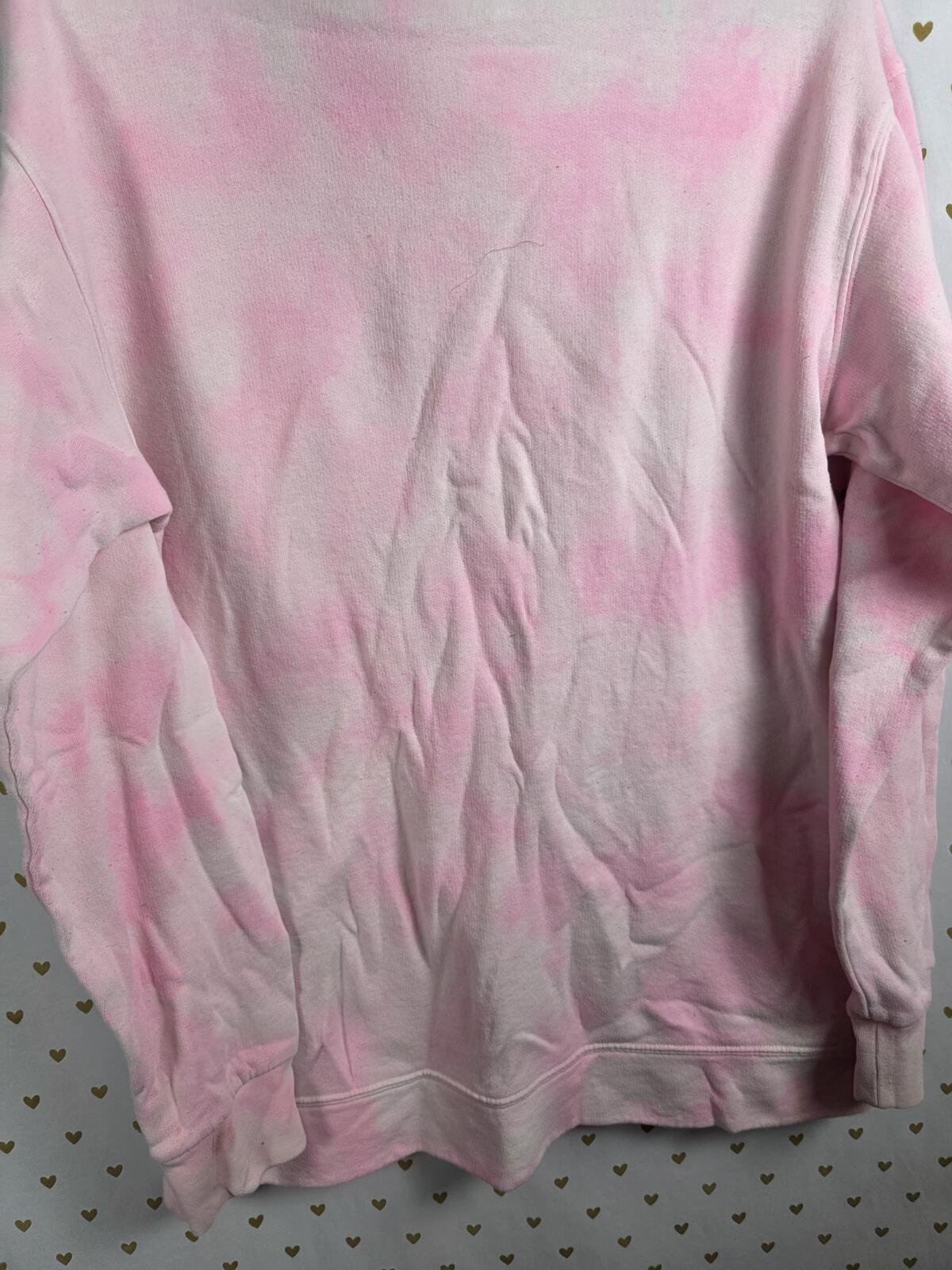 Victorias Secret Pink Pullover Hoodie Sweater Tye Dye Pockets Oversized SMALL