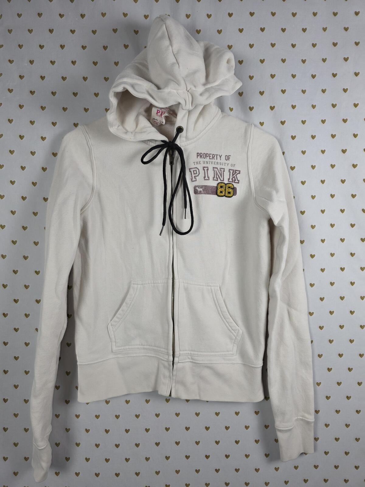 Victorias Secret Pink Vintage y2k Full Zip jacket Coat Hoodie Small University