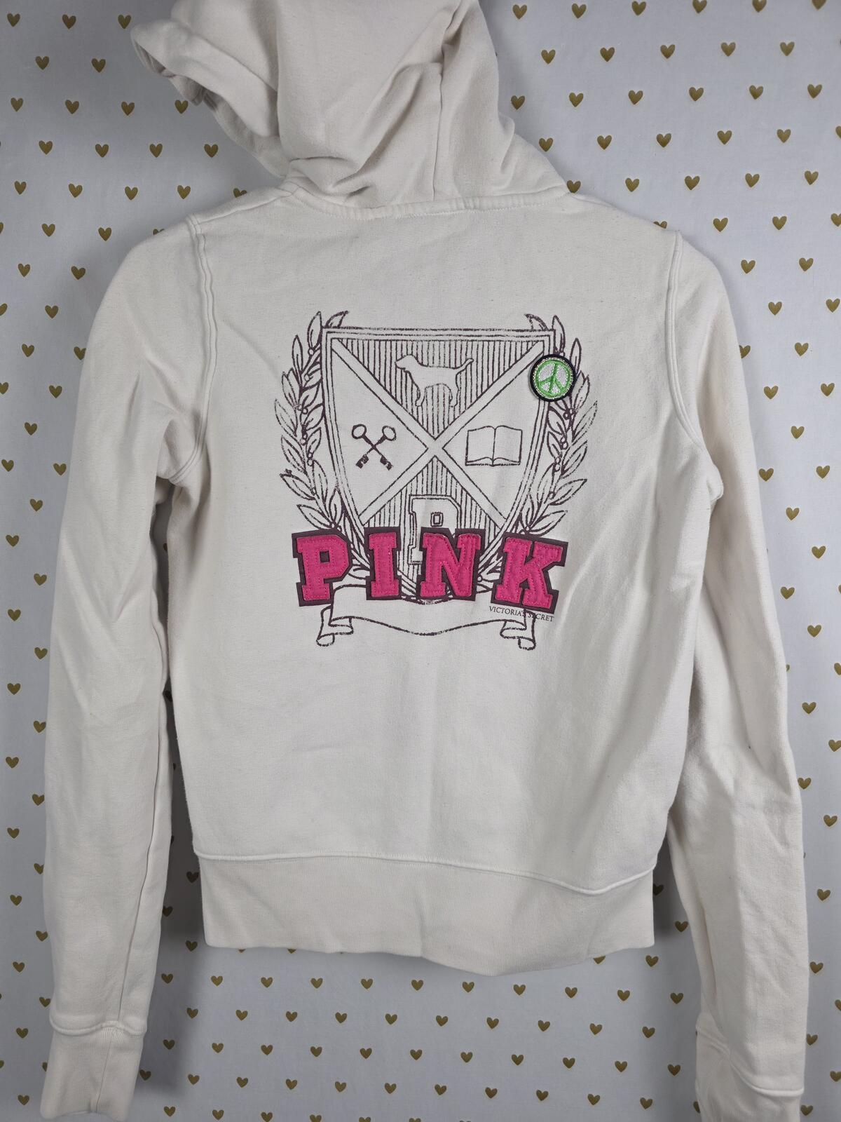 Victorias Secret Pink Vintage y2k Full Zip jacket Coat Hoodie Small University