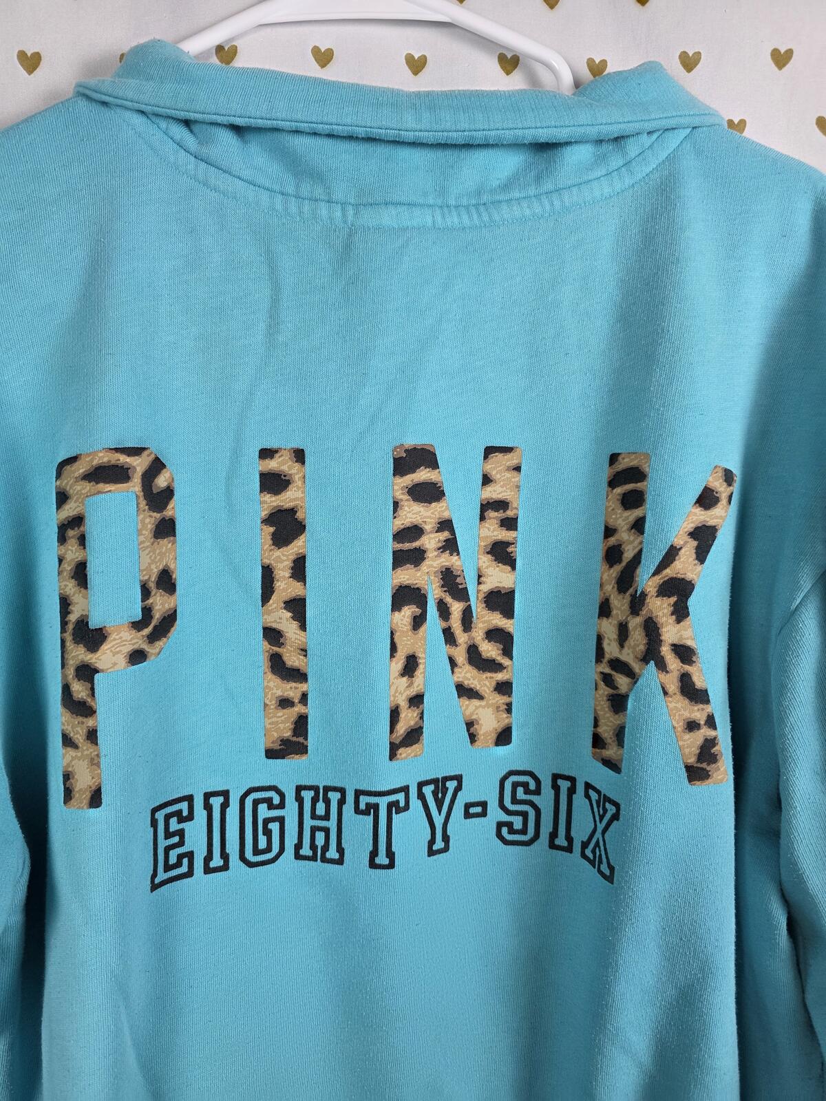 Victorias Secret Pink Leopard Cheetah Quarter Zip sweater shirt LARGE