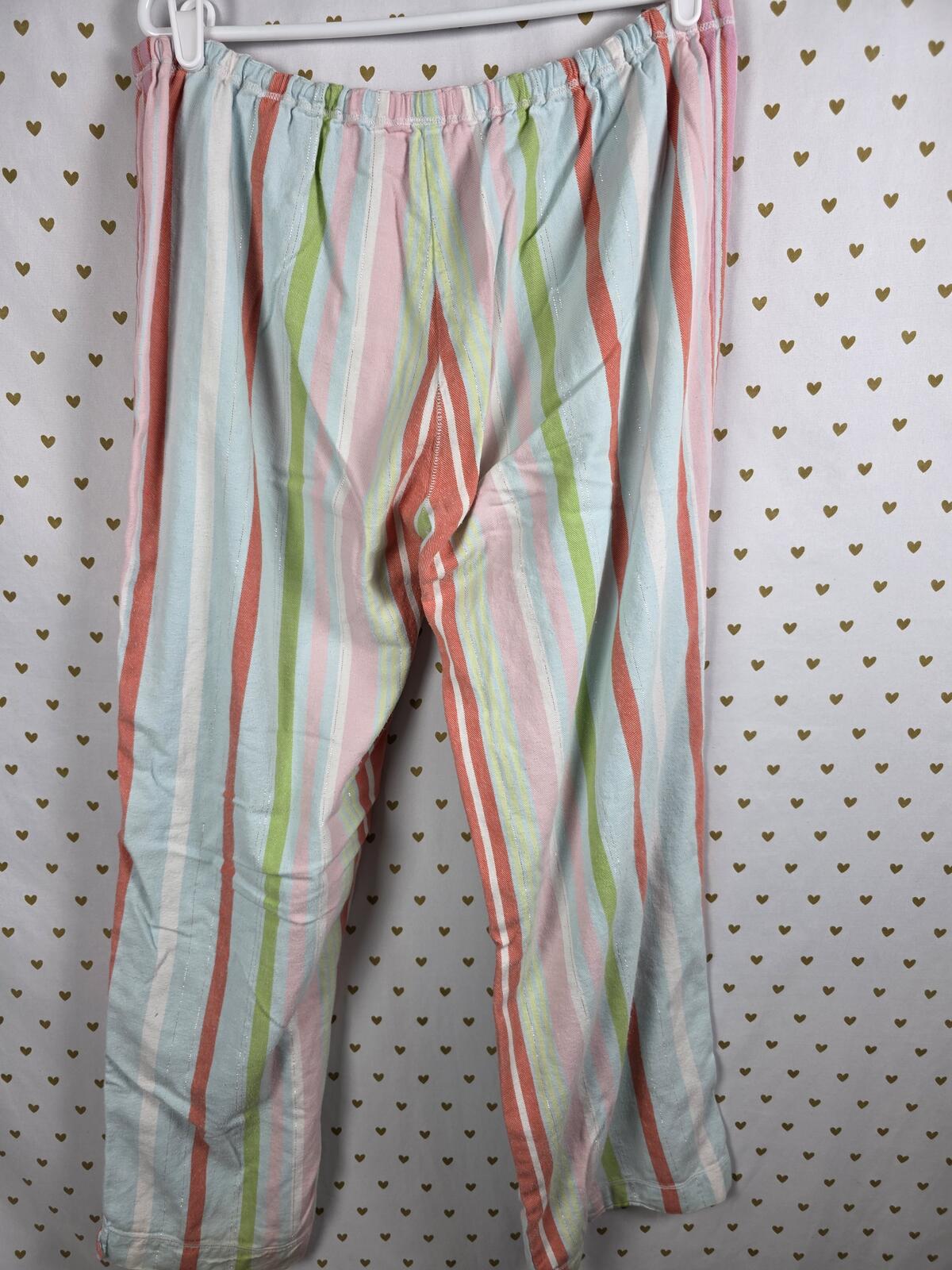 Victorias Secret Vintage Y2k MEDIUM Cotton Striped Sleep Pants Pajama Bottoms
