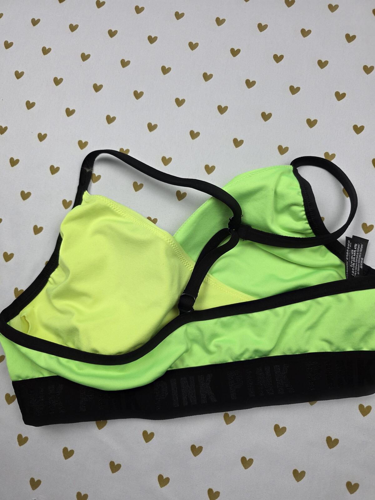 Victorias Secret Pink active neon sports bra Small Bralette Bra Top Tank