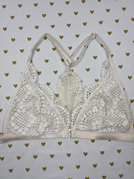 Victorias Secret White Lace Racerback Large Bralette Bra Top Tank