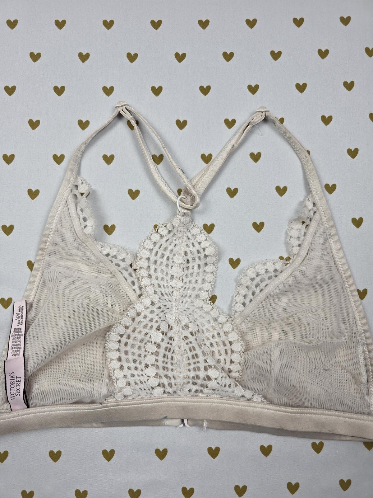 Victorias Secret White Lace Racerback Large Bralette Bra Top Tank