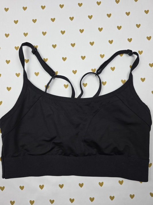 Victorias Secret Pink Black Strappy Sports Bra Bralette Bra Top Tank Small