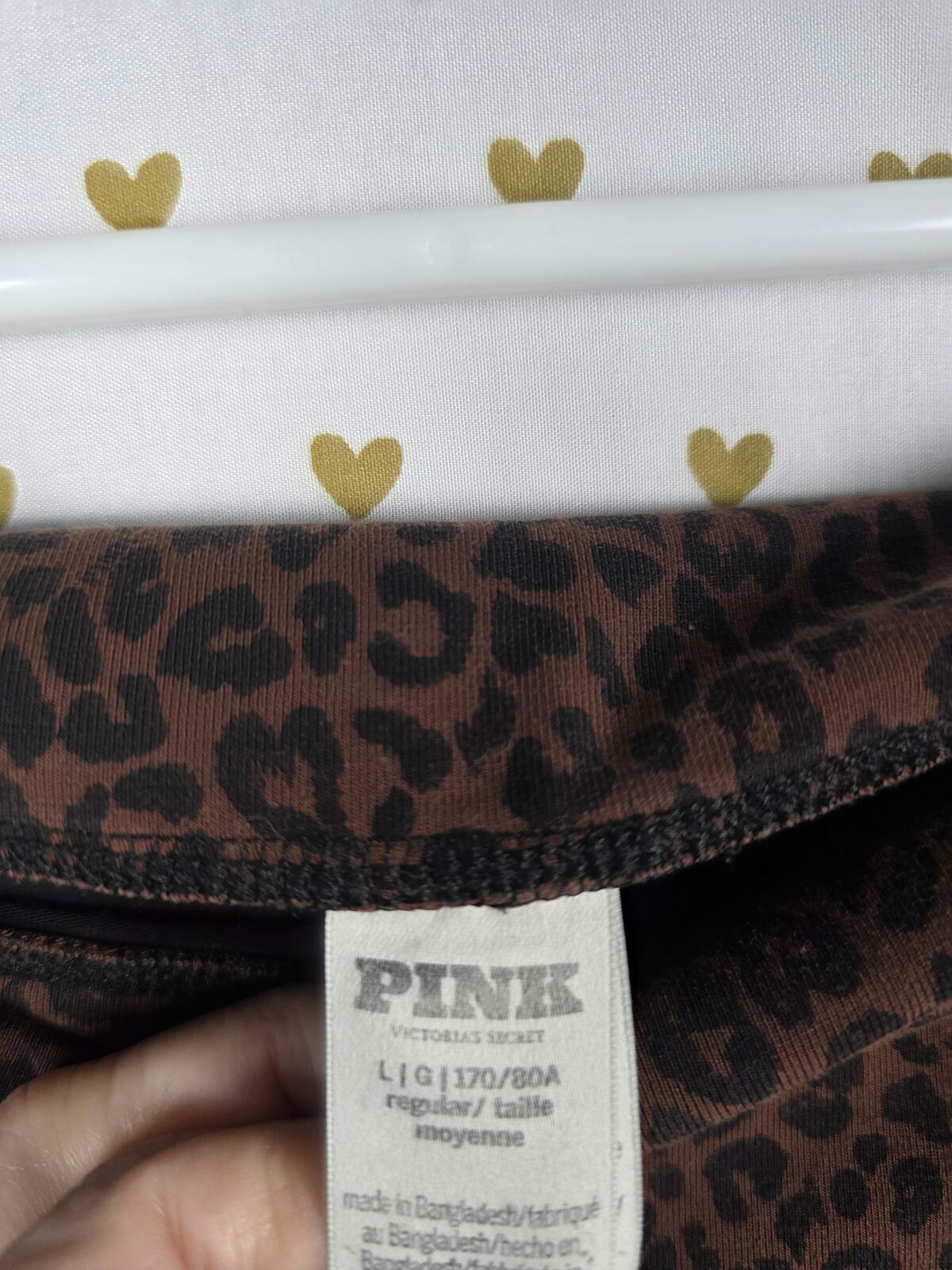 Victorias Secret PINK CHEETAH LEOPARD Foldover Yoga Pants Flared LARGE