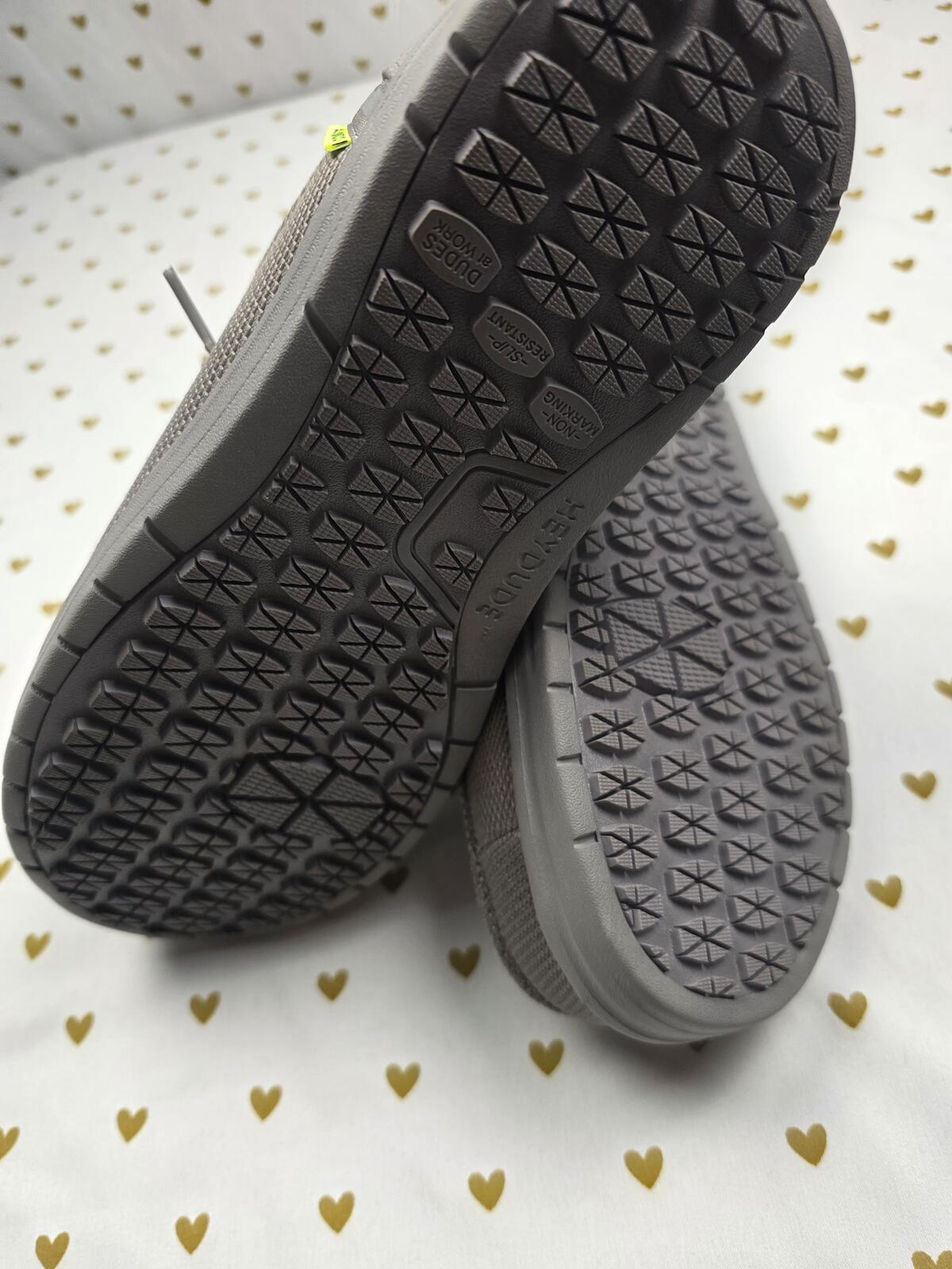 HEYDUDE Mens WALLY Comp Composite Toe Work Shoes sz 7 Dark Grey