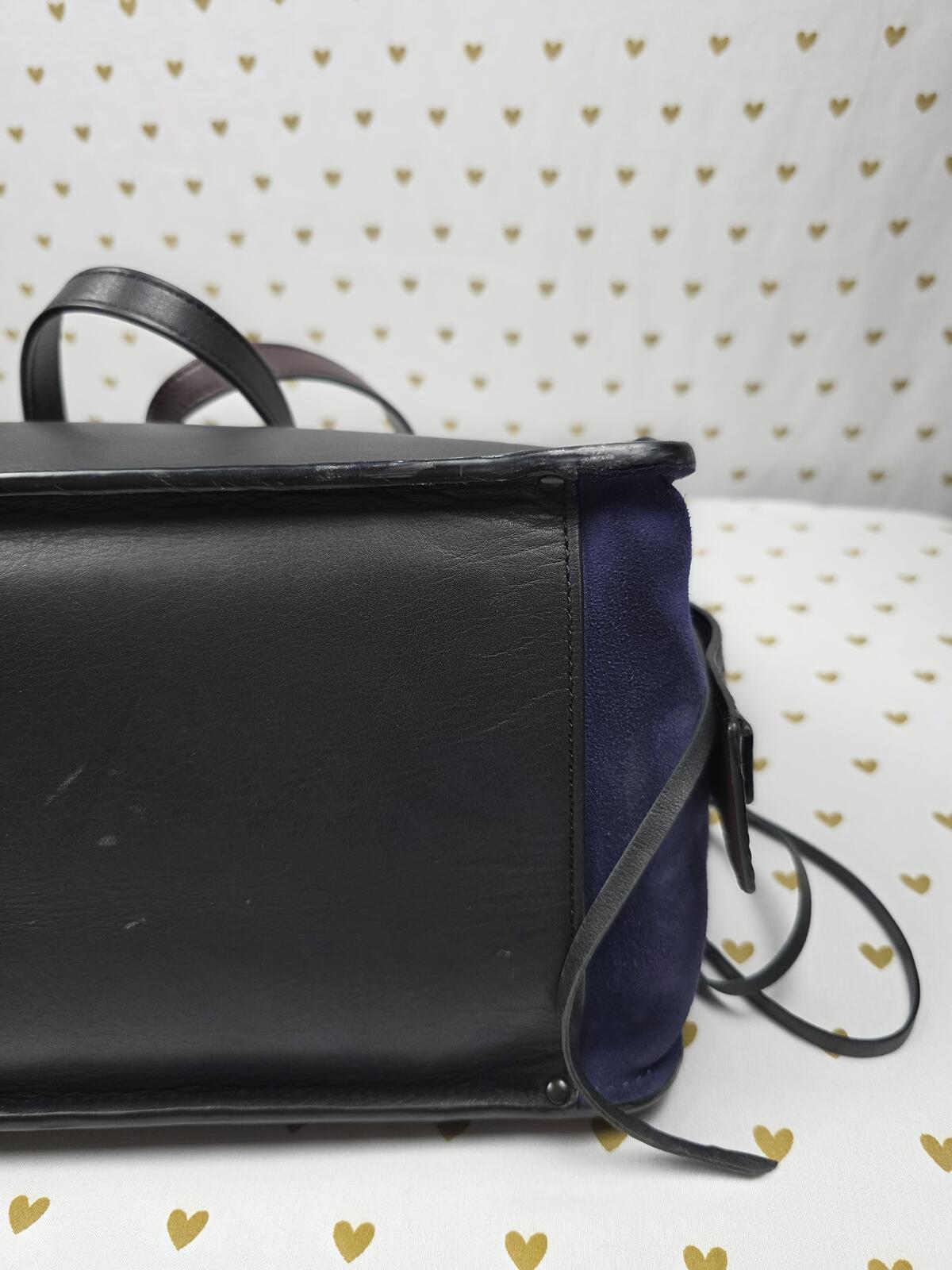 Coach 1941 Dreamer 36 Mixed Leather Blue Suede 39235 Whipstitch Black