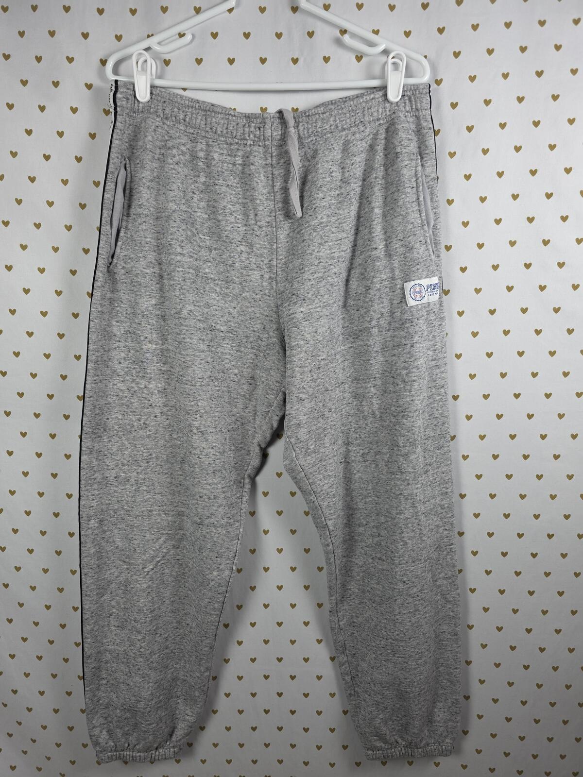 Victorias Secret PINK Logo Sweats Grey Pocket Joggers sweatpants LARGE