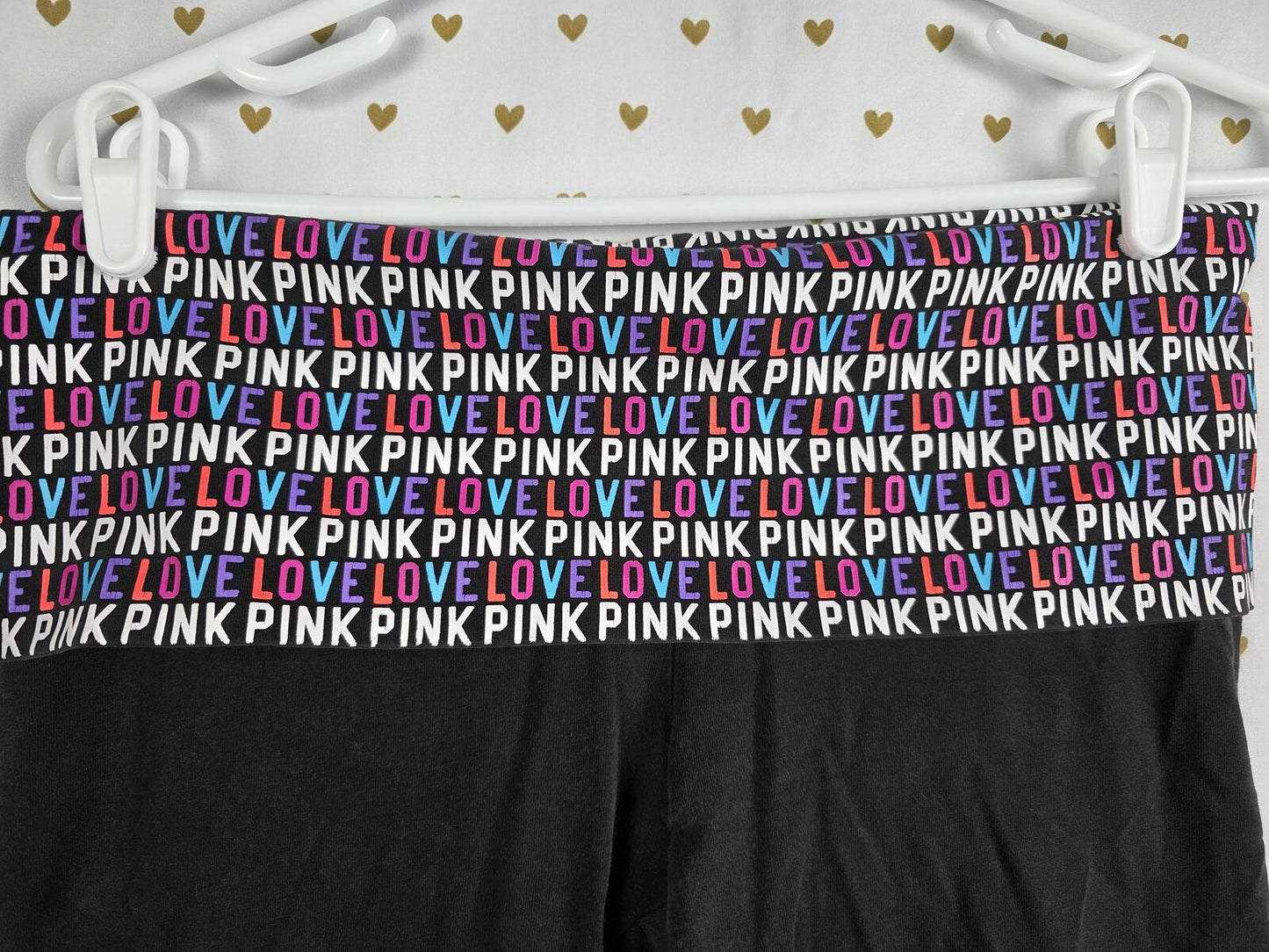 Victorias Secret PINK Logo FOLDOVER Yoga Pants Capri Cropped Y2k LARGE