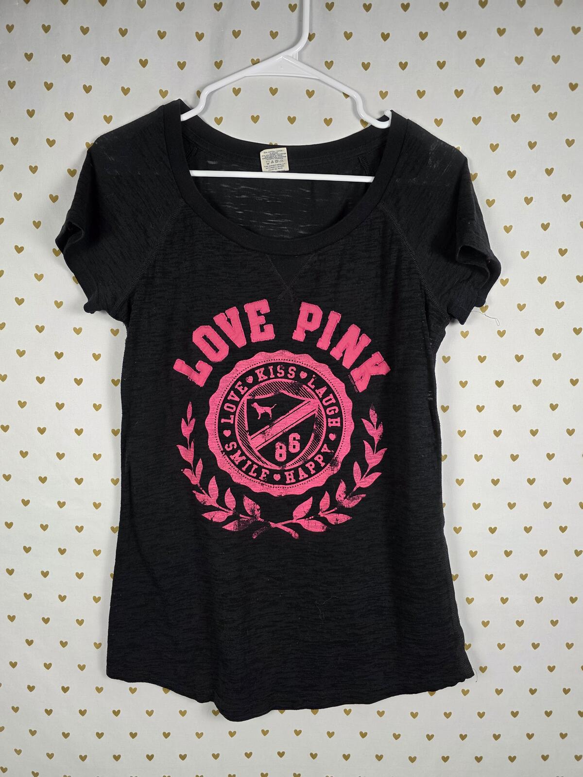 Victorias Secret PINK Vintage LOVE Y2k Semi Sheer Tee Shirt MEDIUM