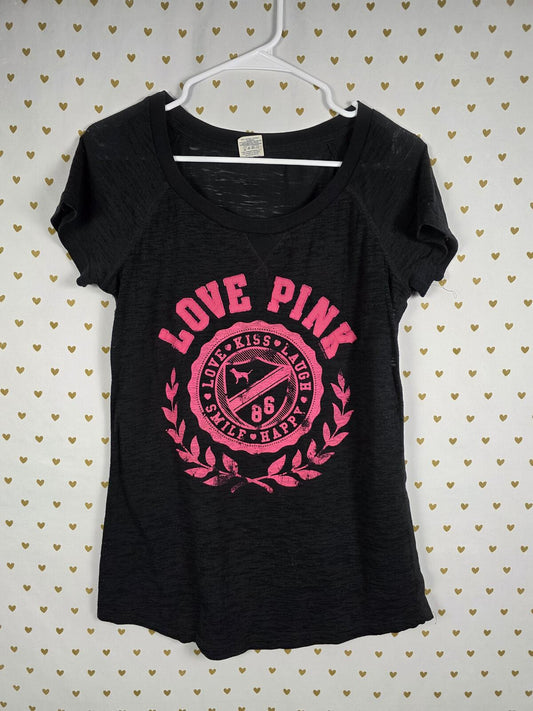 Victorias Secret PINK Vintage LOVE Y2k Semi Sheer Tee Shirt MEDIUM