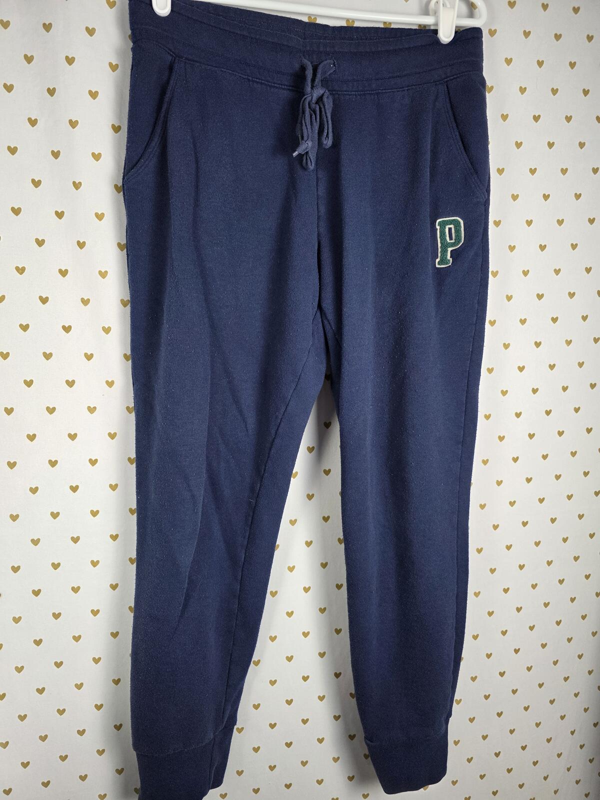 Victorias Secret Pink LOVE 2pc SET Hoodie Sweatpants Sweats Blue MEDIUM