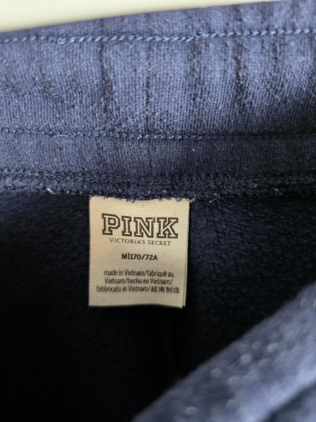 Victorias Secret Pink LOVE 2pc SET Hoodie Sweatpants Sweats Blue MEDIUM