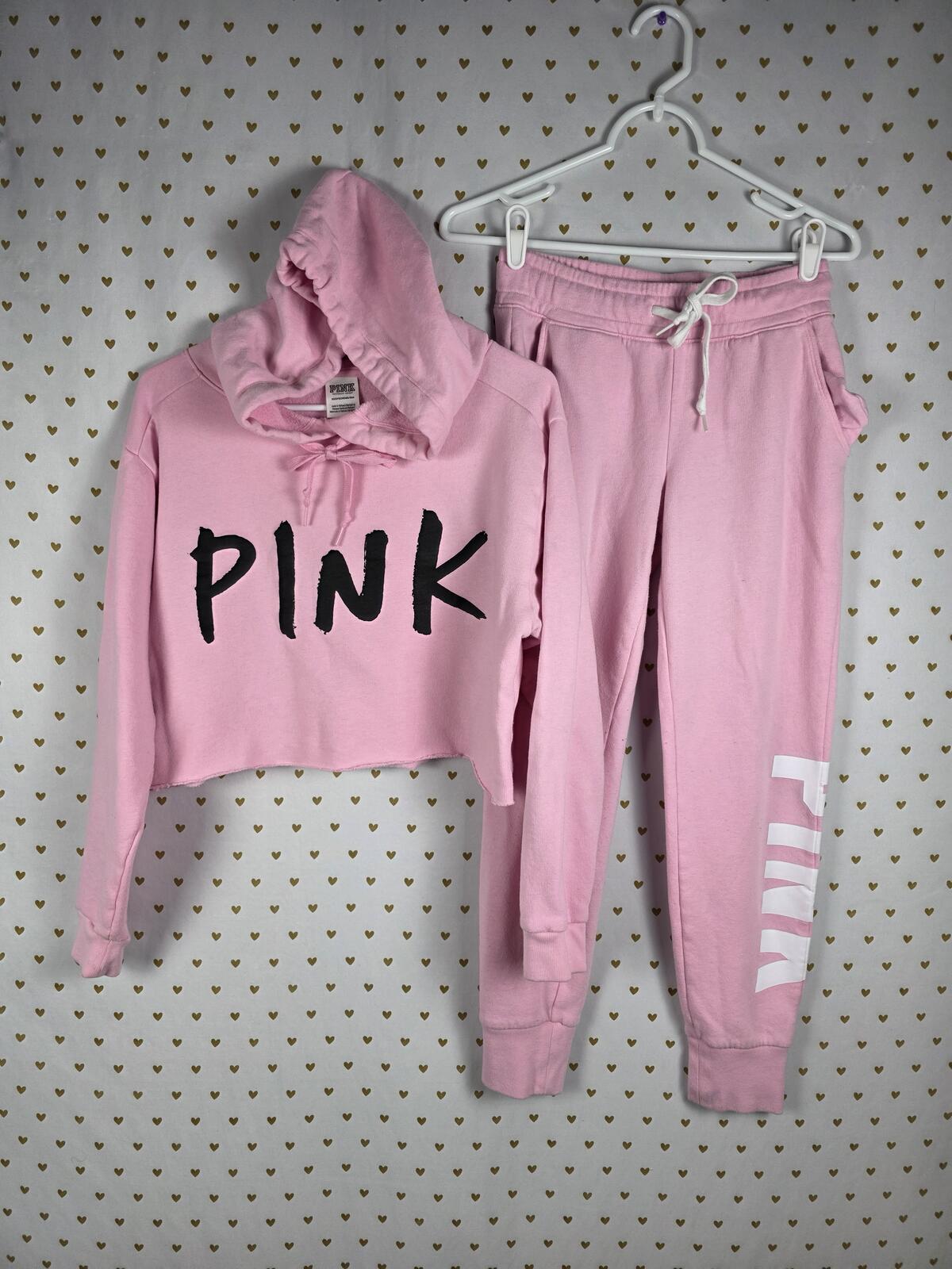 Victorias Secret Pink 2pc OUTFIT Set Hoodie Joggers Sweatpants XS