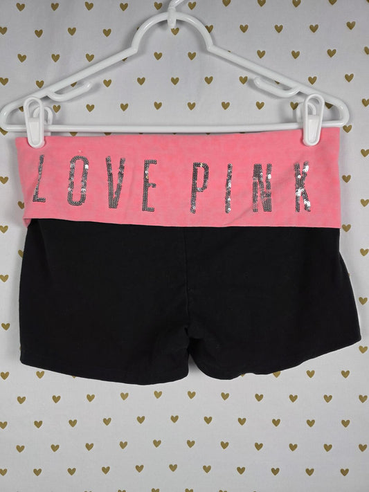 Victorias Secret PINK BLING Sequined FOLDOVER Yoga Shorts Booty Neon Cheetah MED
